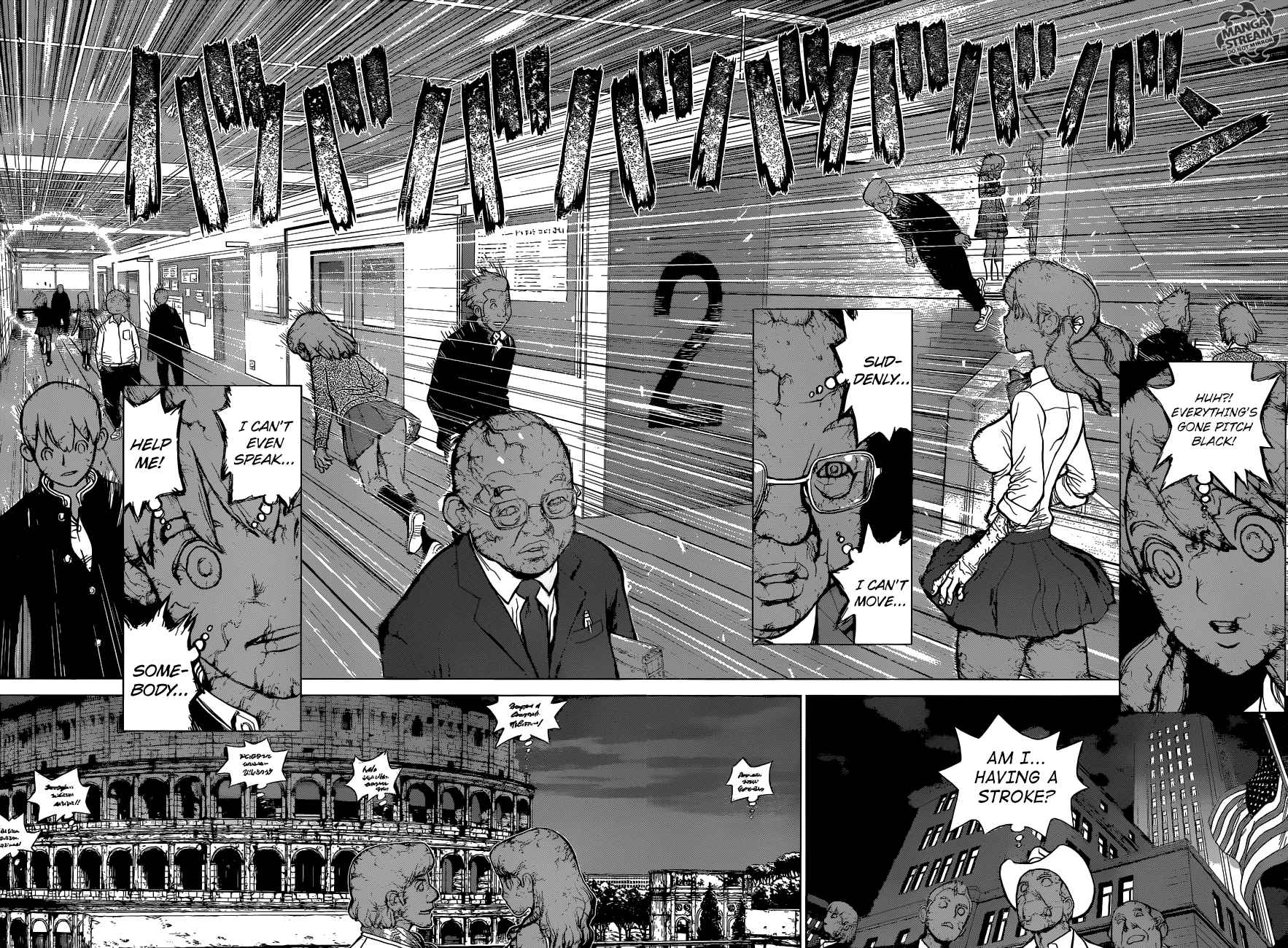 Dr. Stone Manga Chapter 1 page 13 - Stone World scene