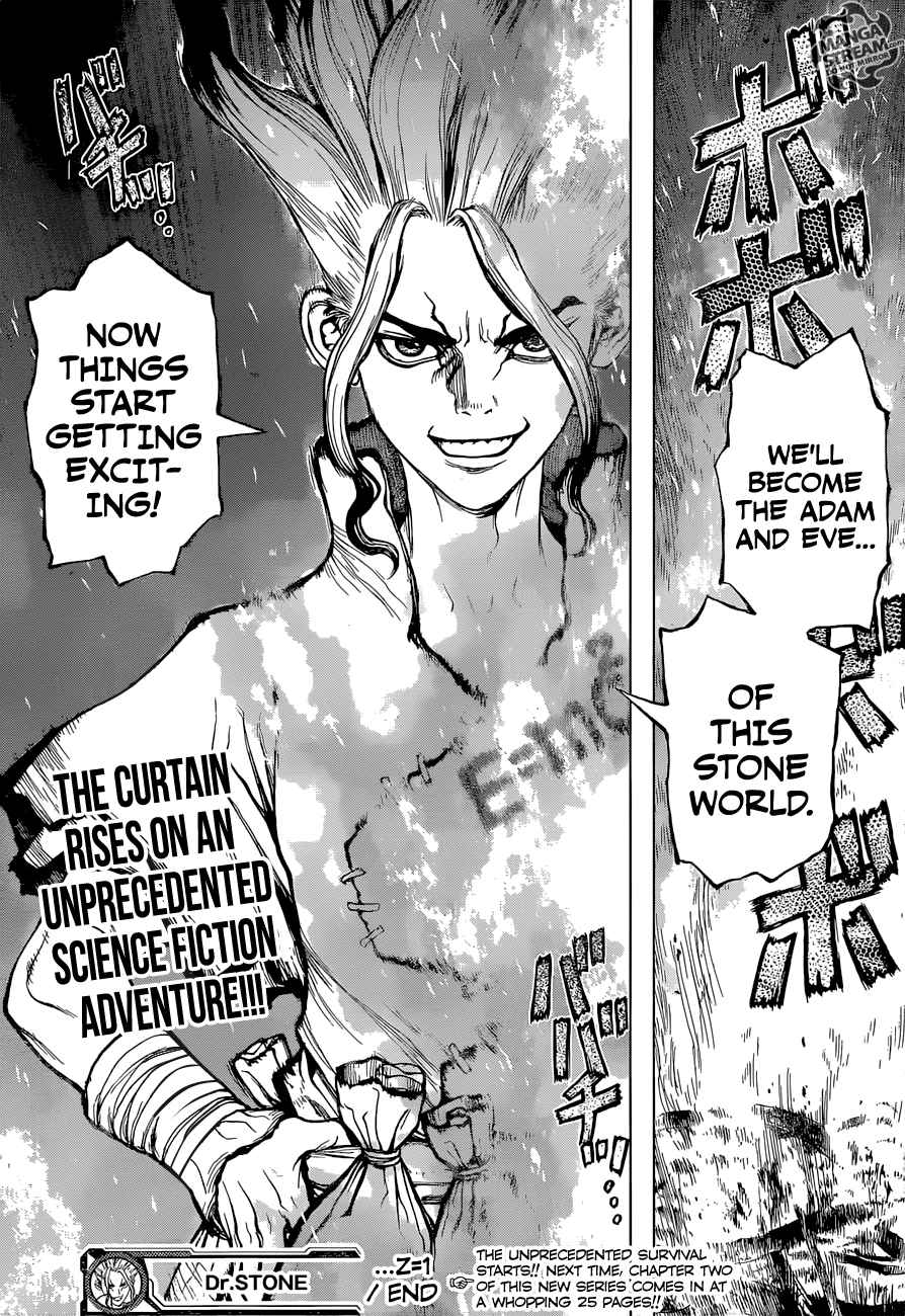 Dr. Stone Manga Chapter 1 page 47 - Stone World scene
