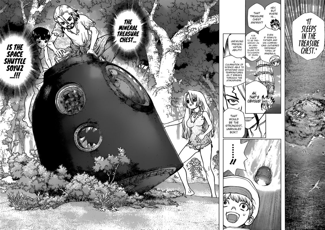 Dr. Stone Manga Chapter 101 page 12 - Treasure Chest scene