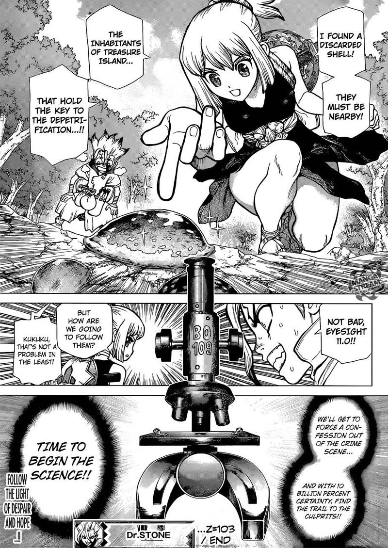 Dr. Stone Manga Chapter 103 page 18 - Light of Hope and Despair scene