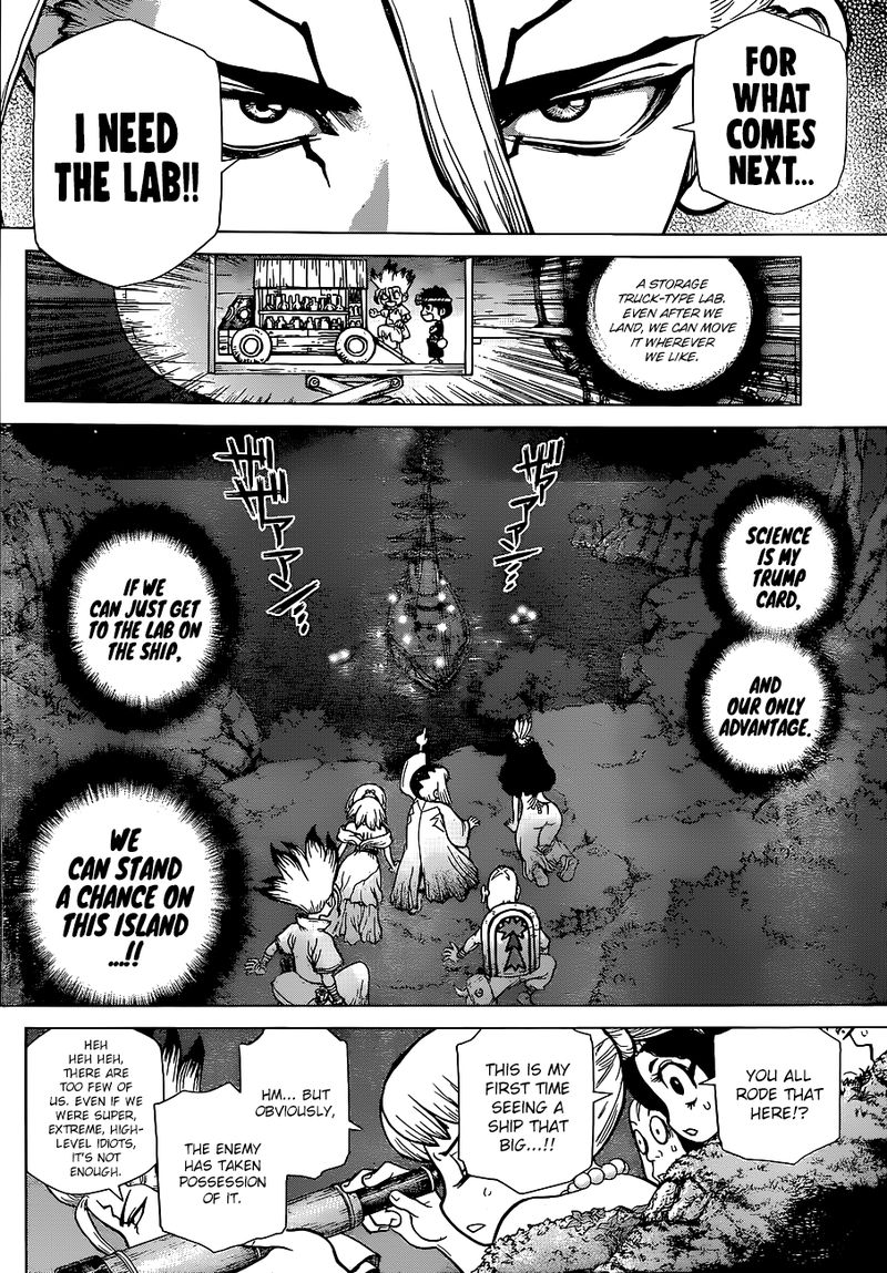 Dr. Stone Manga Chapter 107 page 4 - Ace in the Hole on the Ship of Science scene