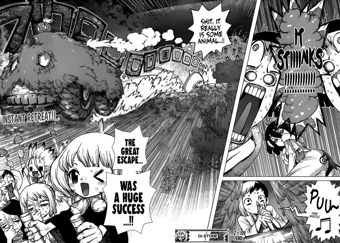 Dr. Stone Manga Chapter 109 page 17 - Great Escape scene