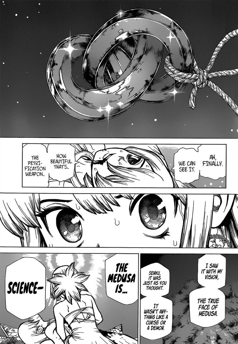 Dr. Stone Manga Chapter 121 page 15 - Medusa's True Face scene