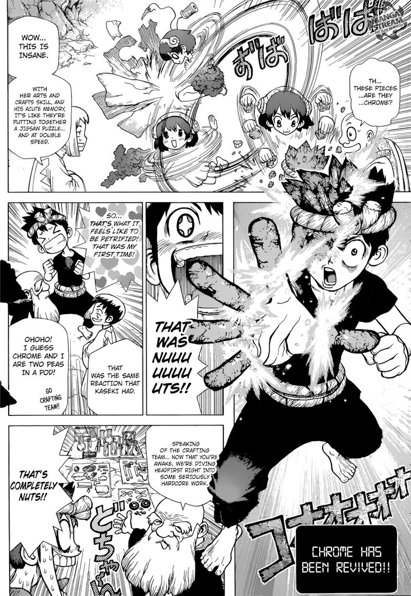 Dr. Stone Manga Chapter 122 page 2 - Brain-Battle Puzzle Pieces scene