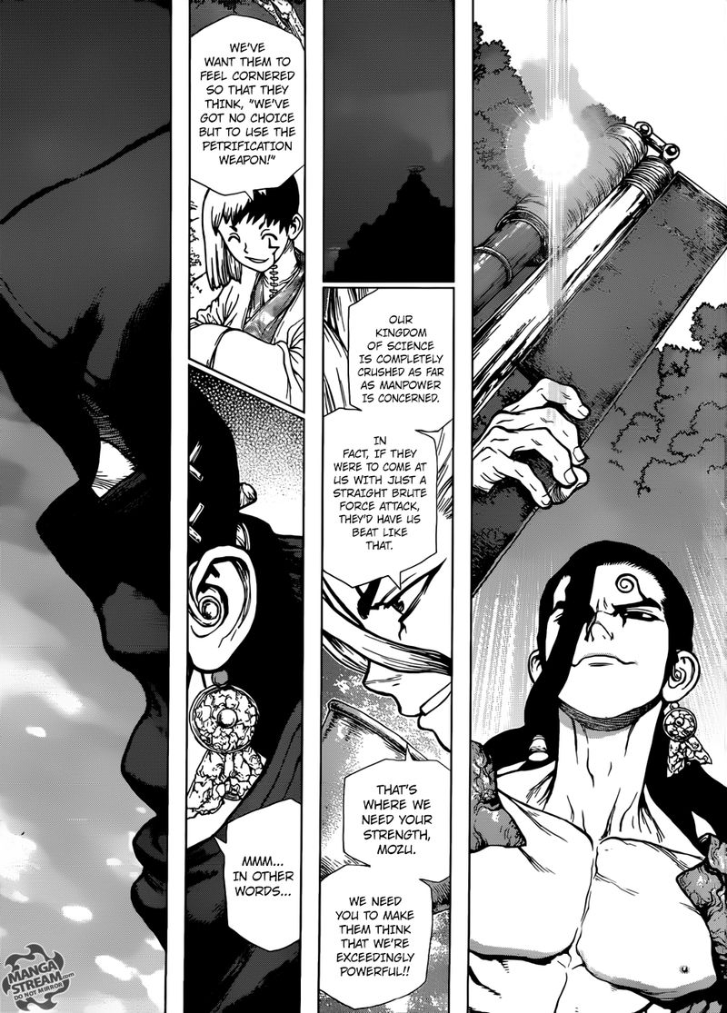 Dr. Stone Manga Chapter 123 page 17 - Brain-Battle Gambit scene