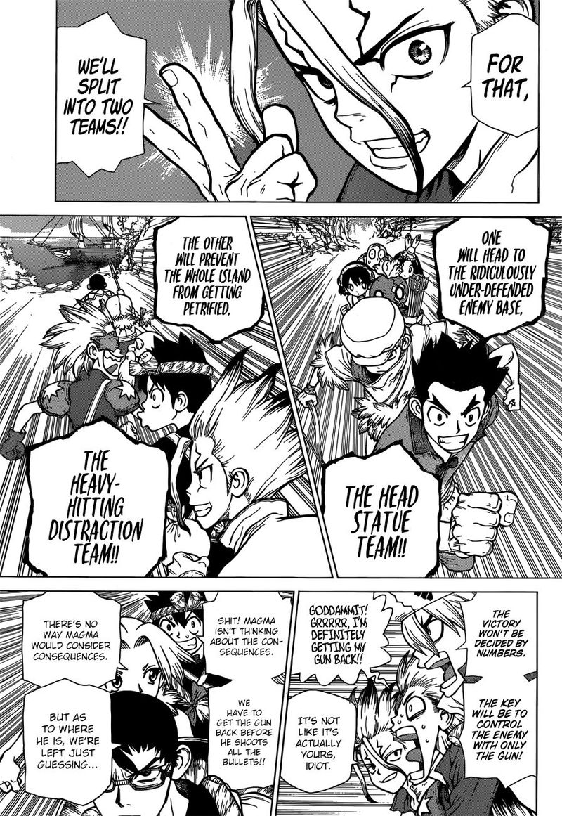 Dr. Stone Manga Chapter 128 page 5 - Island-Wide Battle Royale scene