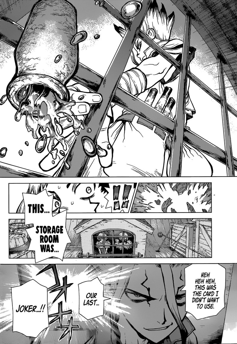 Dr. Stone Manga Chapter 129 page 12 - Joker scene