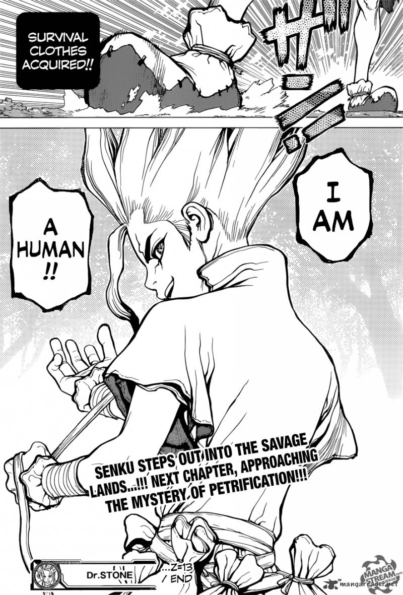 Dr. Stone Manga Chapter 13 page 19 - Part 1: Stone World: The Beginning scene