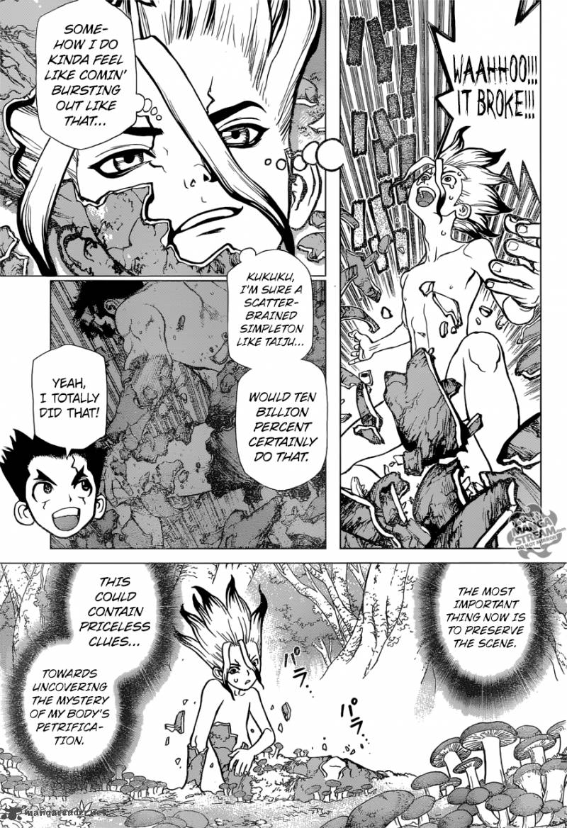 Dr. Stone Manga Chapter 13 page 3 - Part 1: Stone World: The Beginning scene