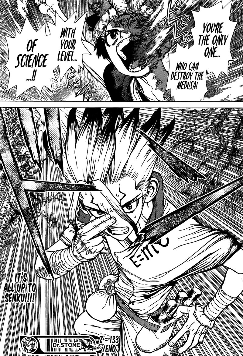 Dr. Stone Manga Chapter 133 page 17 - Flash of Destruction scene