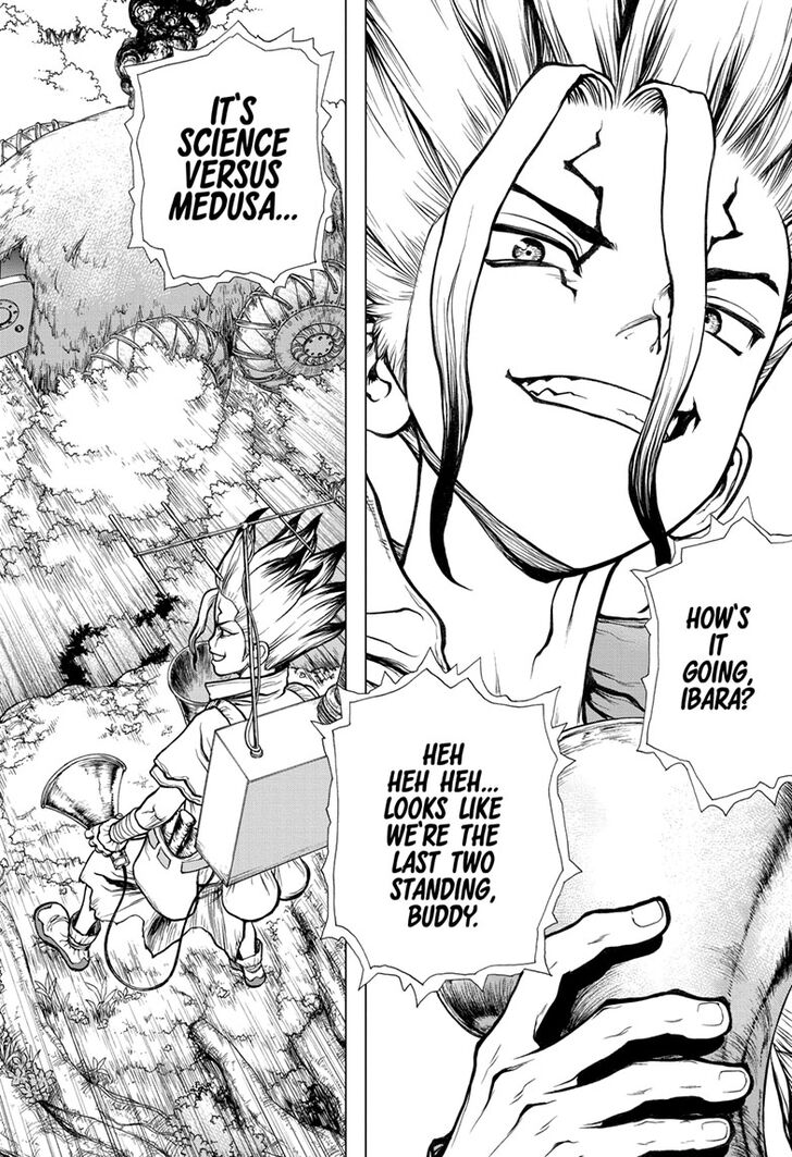 Dr. Stone Manga Chapter 134 page 18 - Commander Faceoff scene