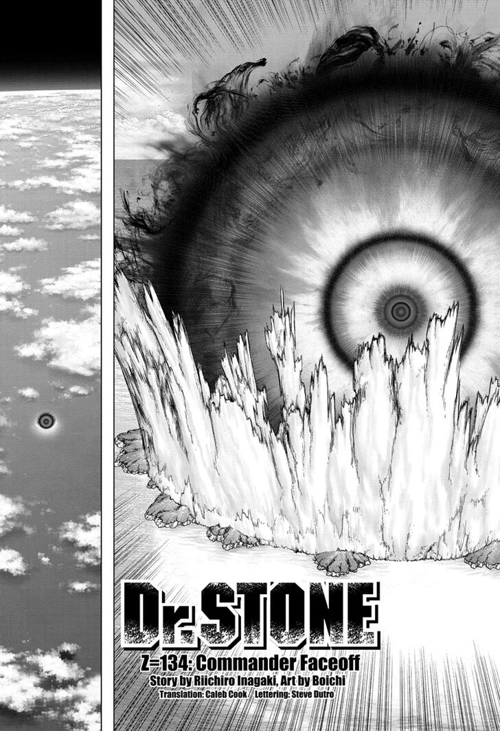 Dr. Stone Manga Chapter 134 page 5 - Commander Faceoff scene