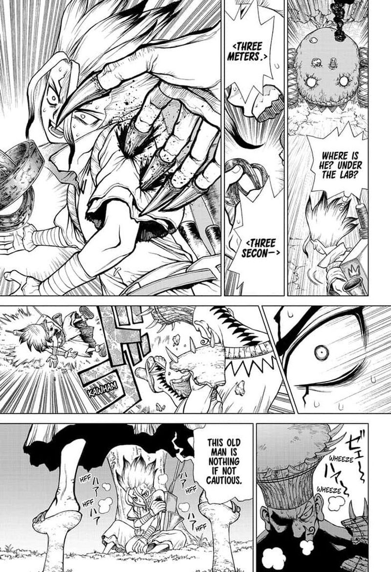 Dr. Stone Manga Chapter 136 page 3 - Medusa vs. Science scene