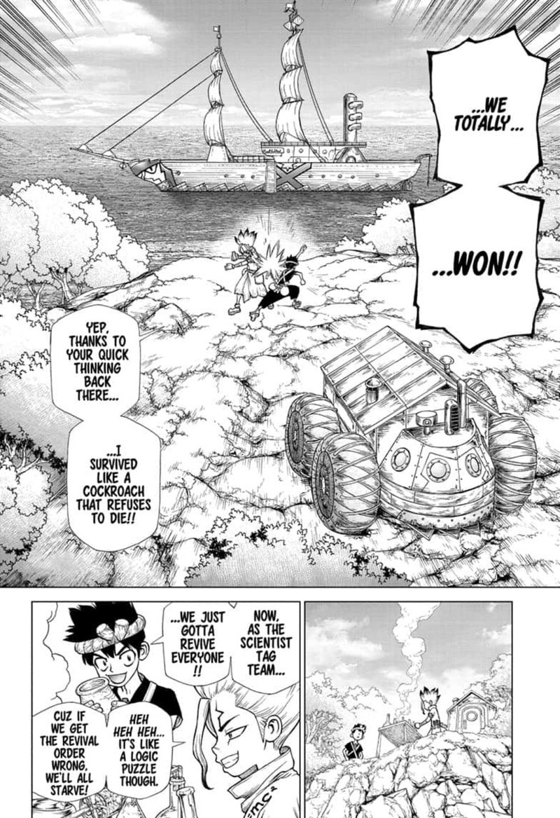 Dr. Stone Manga Chapter 138 page 2 - Epilogue of Part 3 (End of Part 3) scene