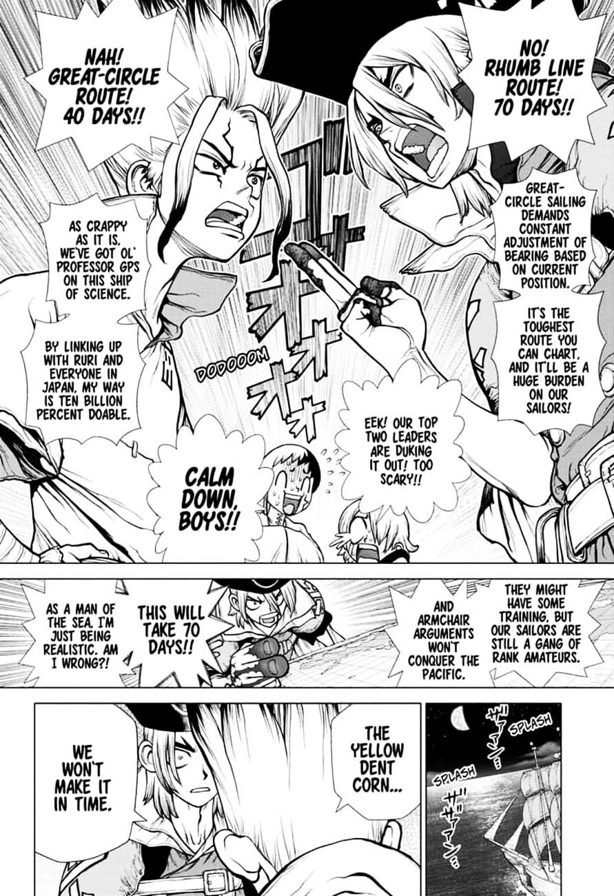 Dr. Stone Manga Chapter 143 page 11 - Ryusui vs. Senku scene
