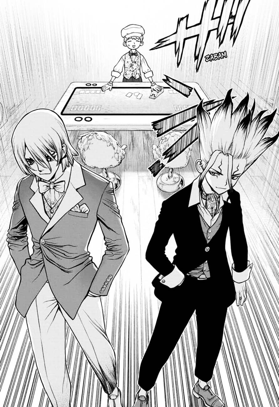Dr. Stone Manga Chapter 143 page 15 - Ryusui vs. Senku scene