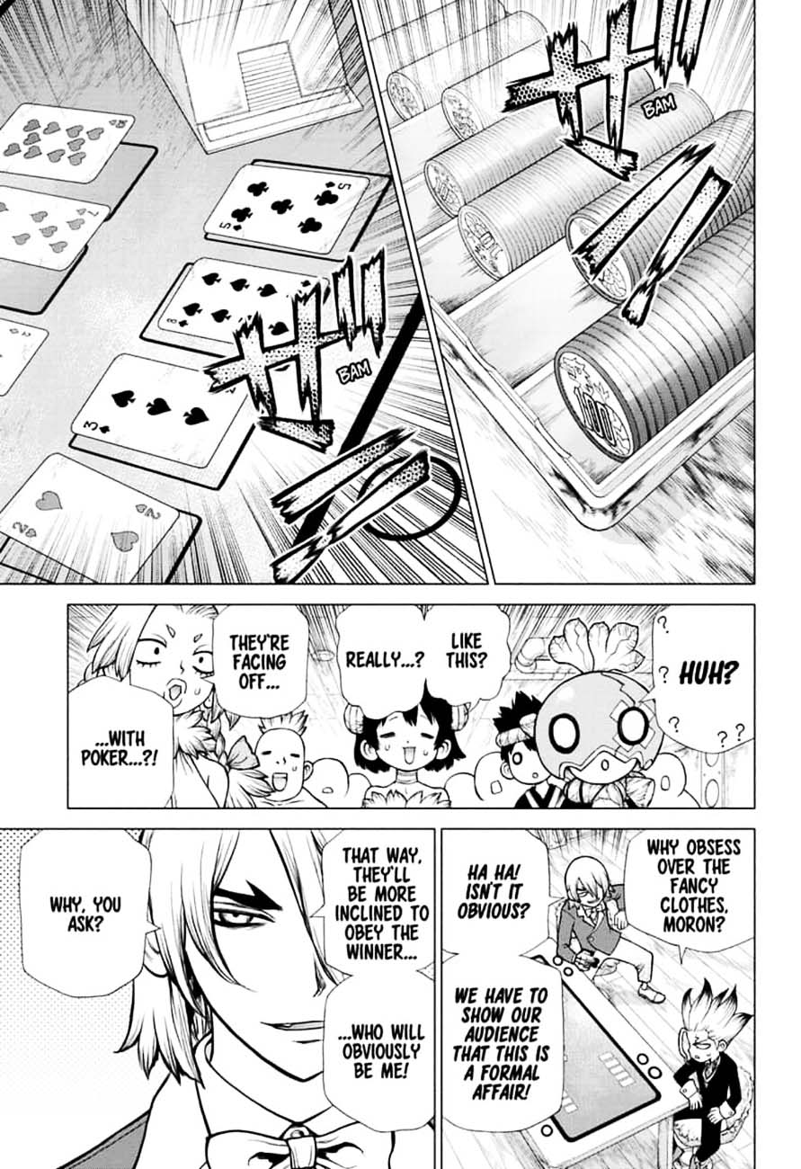 Dr. Stone Manga Chapter 143 page 16 - Ryusui vs. Senku scene