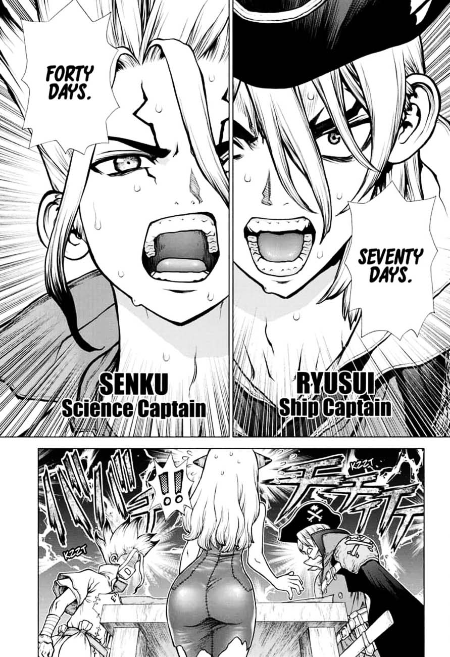 Dr. Stone Manga Chapter 143 page 6 - Ryusui vs. Senku scene