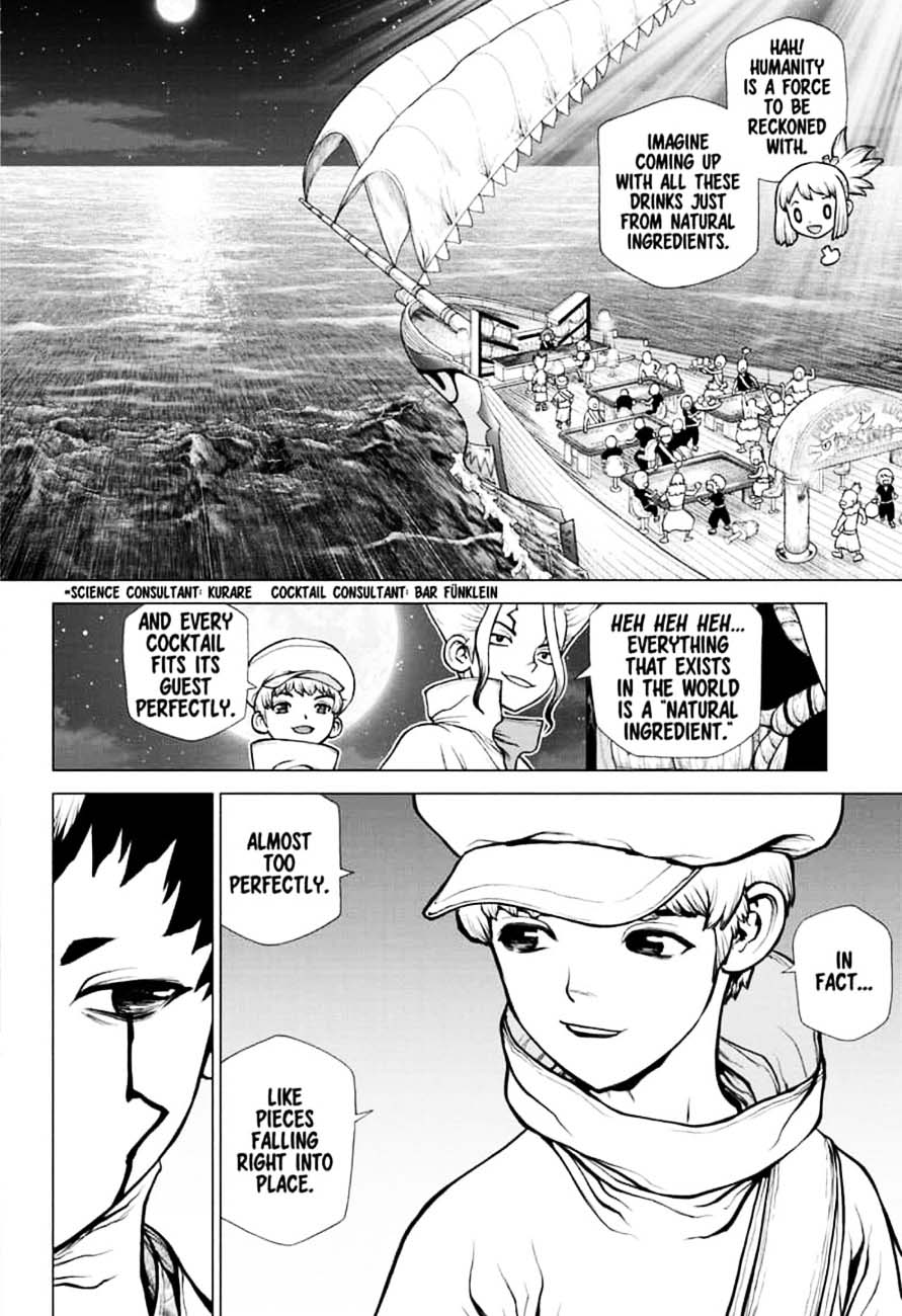 Dr. Stone Manga Chapter 145 page 14 - Bar Francois scene