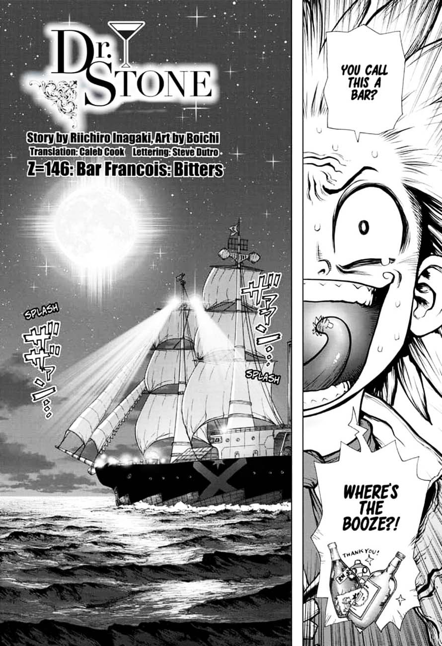 Dr. Stone Manga Chapter 146 page 1 - Bar Francois: Bitters scene