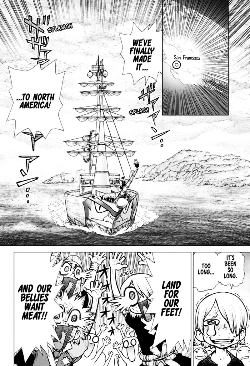 Dr. Stone Manga Chapter 148 page 2 - Pioneers of Earth scene