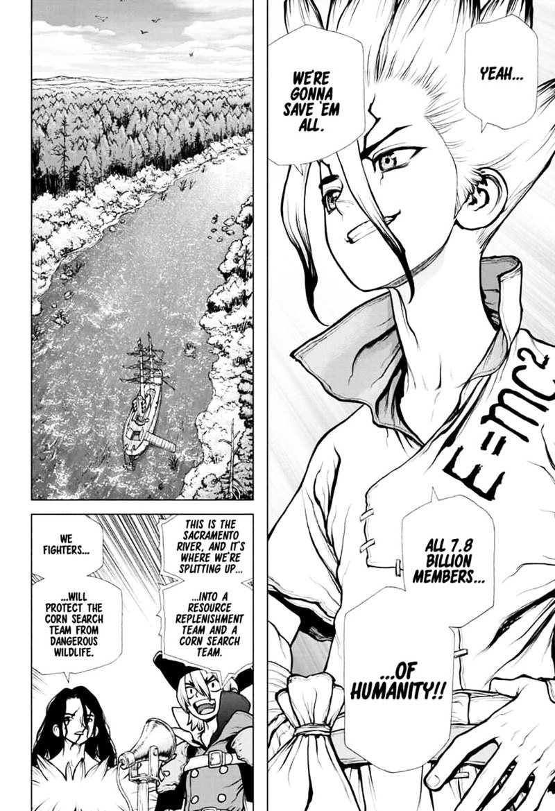 Dr. Stone Manga Chapter 148 page 7 - Pioneers of Earth scene