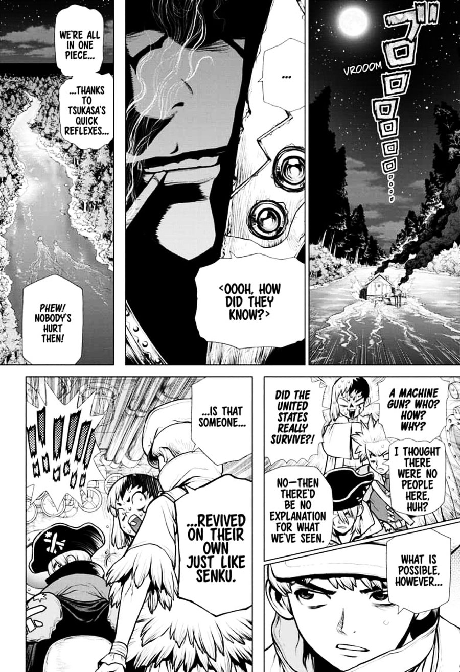 Dr. Stone Manga Chapter 149 page 16 - Light Lure in Darkness scene