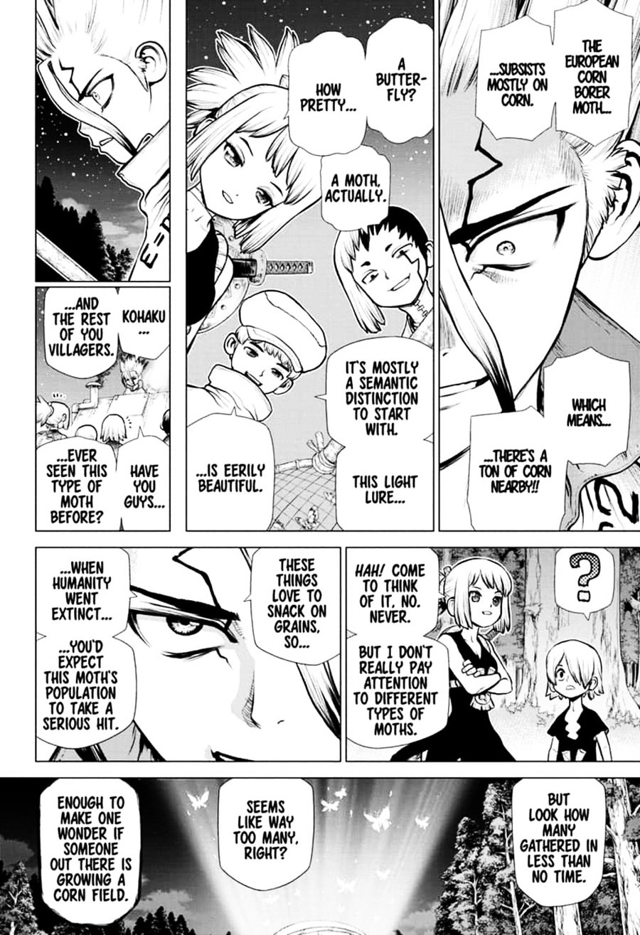 Dr. Stone Manga Chapter 149 page 8 - Light Lure in Darkness scene