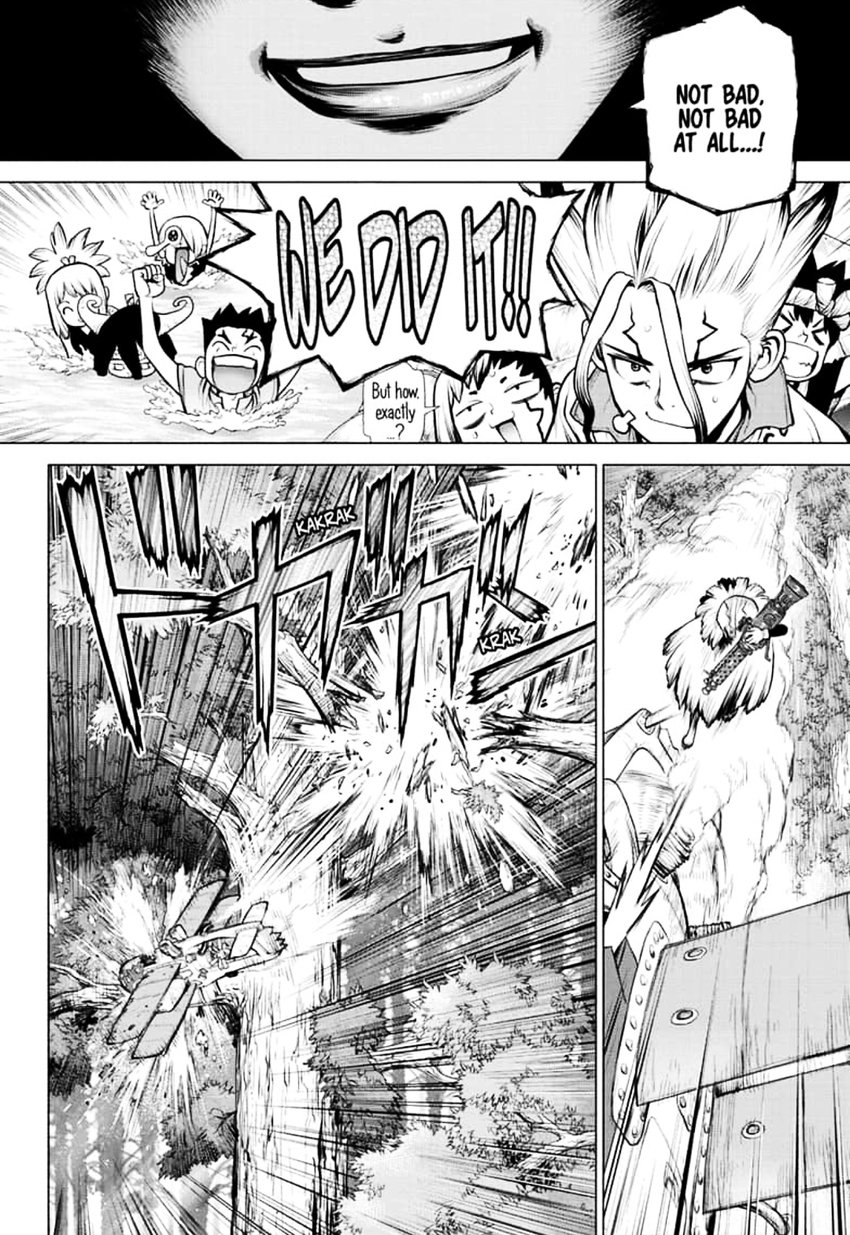 Dr. Stone Manga Chapter 150 page 13 - Righteous Science-User scene