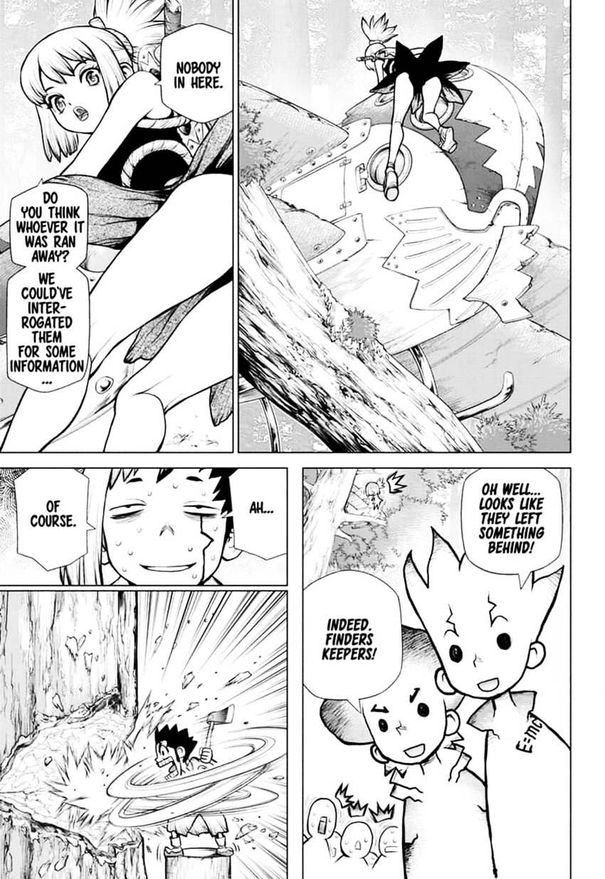 Dr. Stone Manga Chapter 150 page 17 - Righteous Science-User scene