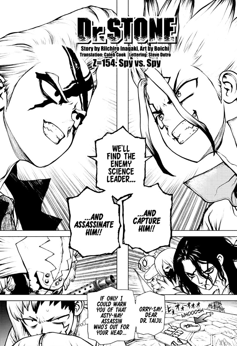 Dr. Stone Manga Chapter 154 page 1 - Spy vs. Spy scene