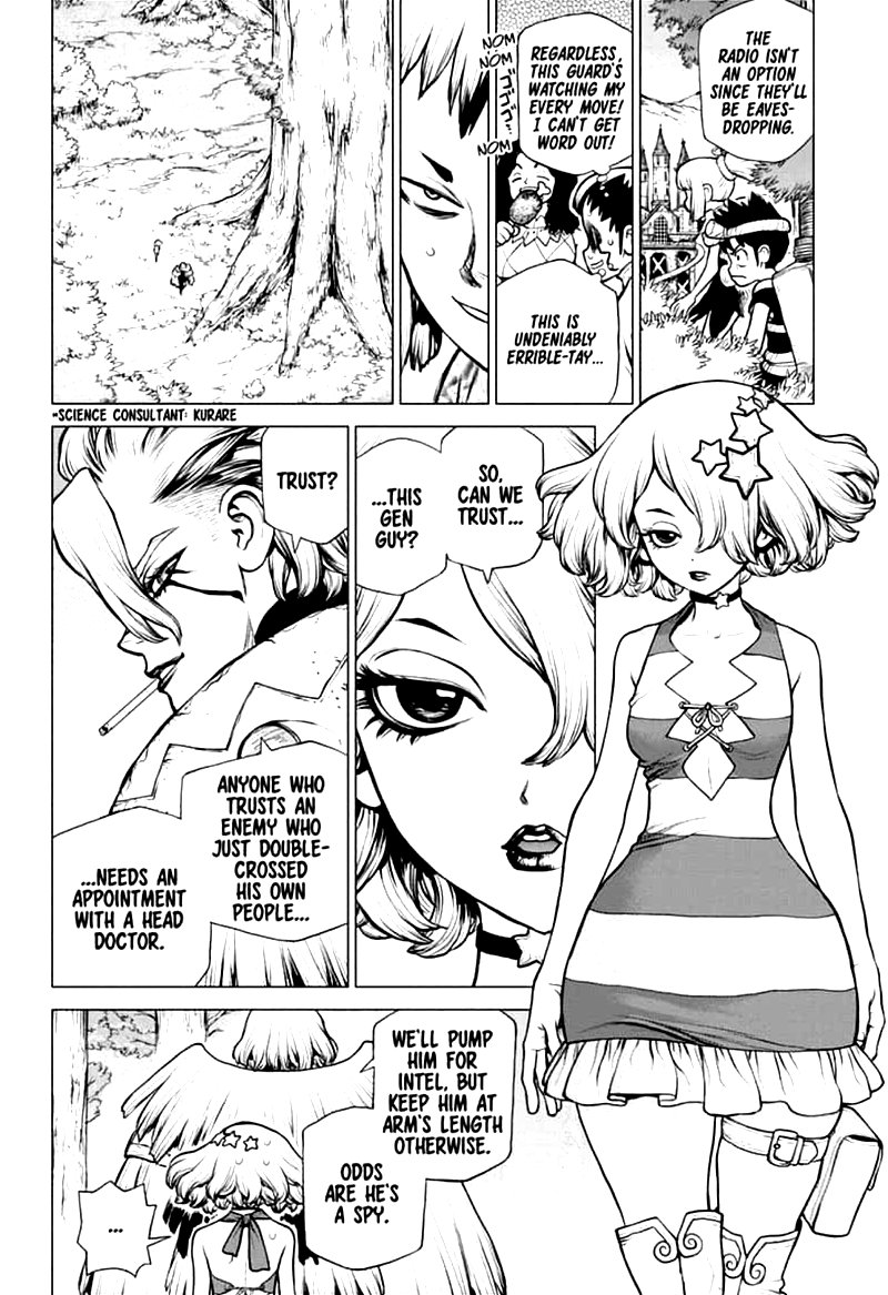 Dr. Stone Manga Chapter 154 page 2 - Spy vs. Spy scene