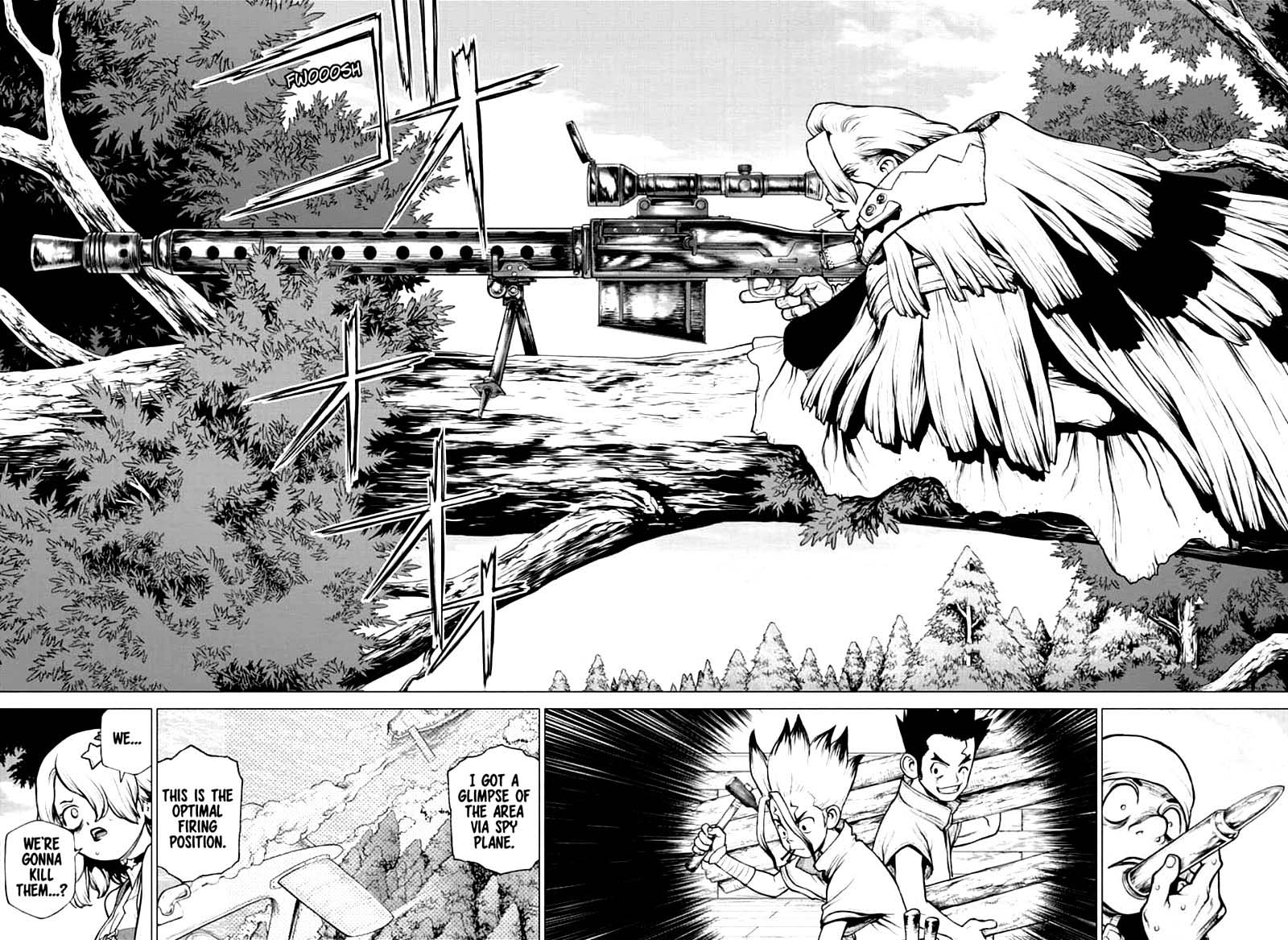 Dr. Stone Manga Chapter 154 page 8 - Spy vs. Spy scene