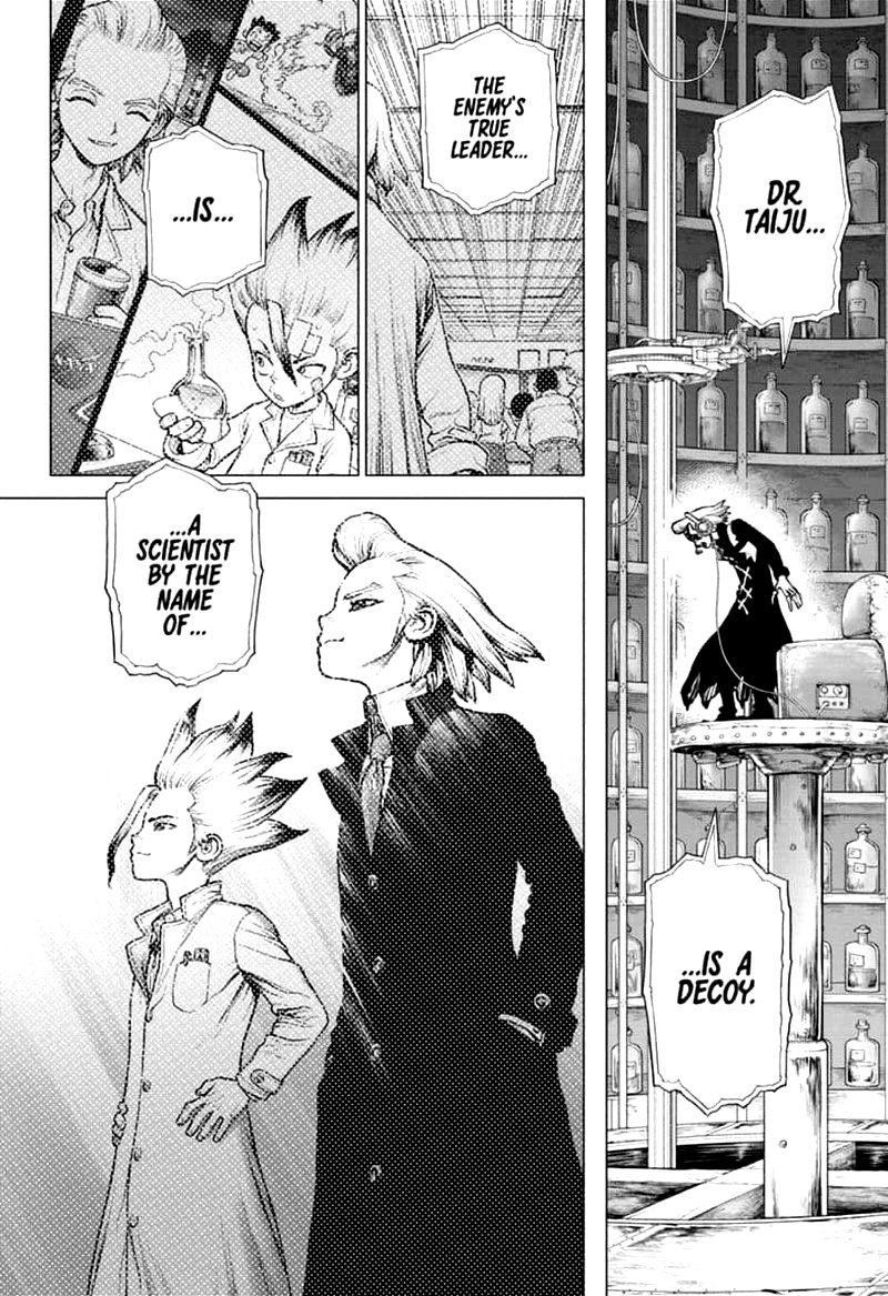 Dr. Stone Manga Chapter 158 page 17 - Who is the Scientist? scene