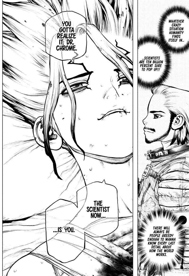 Dr. Stone Manga Chapter 160 page 16 - Torch of Science scene