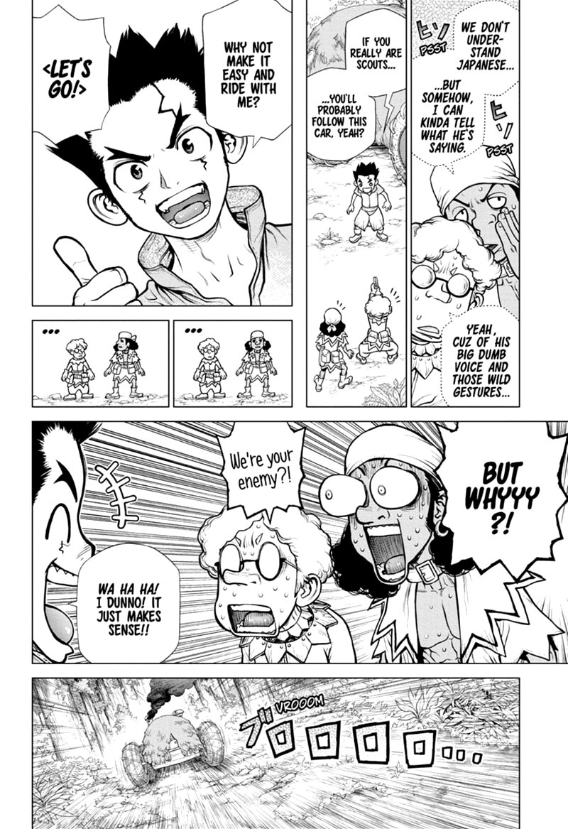 Dr. Stone Manga Chapter 162 page 10 - Down the Earth-Stained Path scene