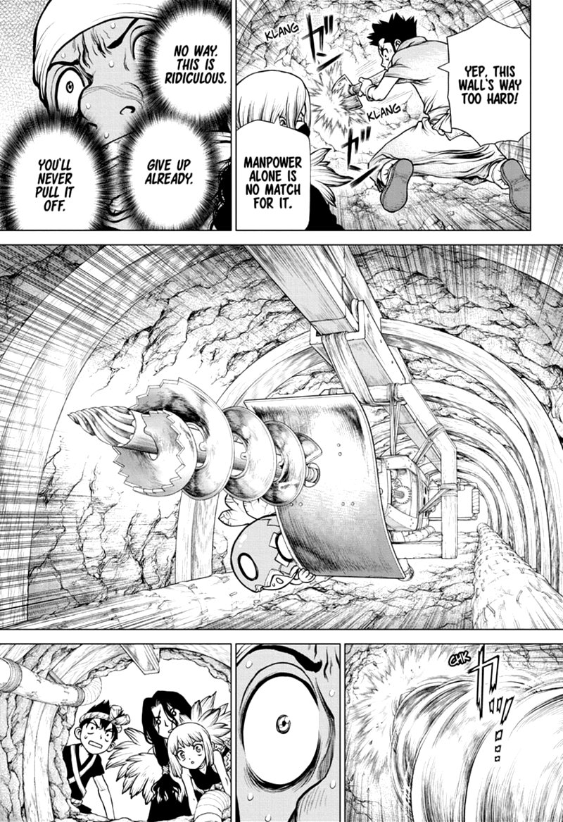 Dr. Stone Manga Chapter 162 page 19 - Down the Earth-Stained Path scene
