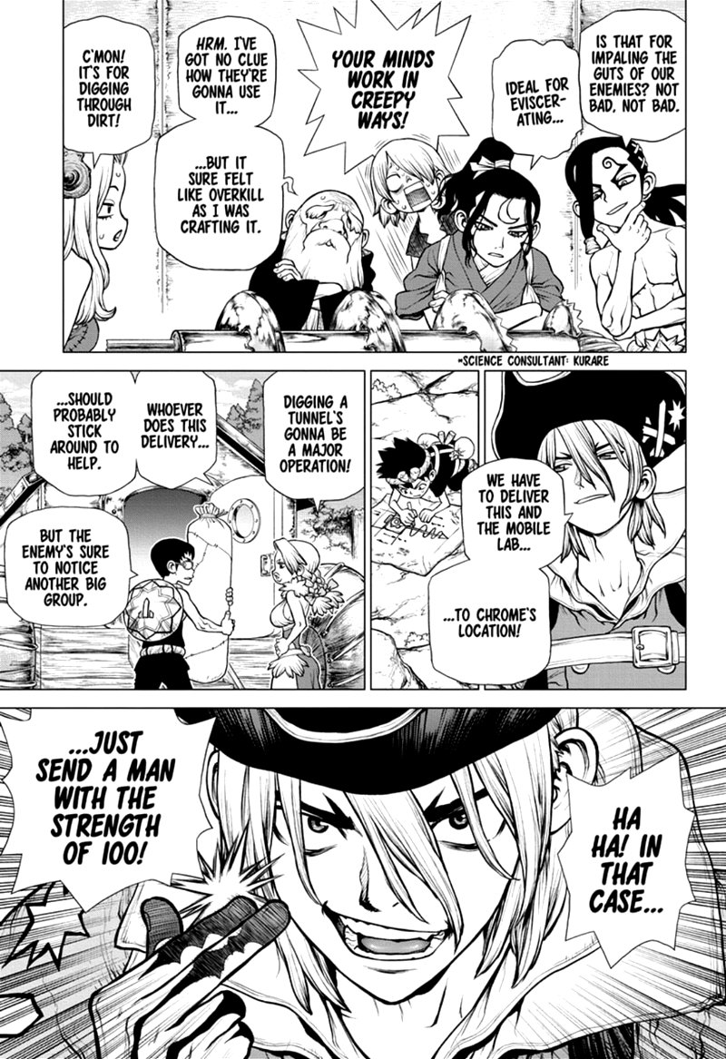 Dr. Stone Manga Chapter 162 page 5 - Down the Earth-Stained Path scene