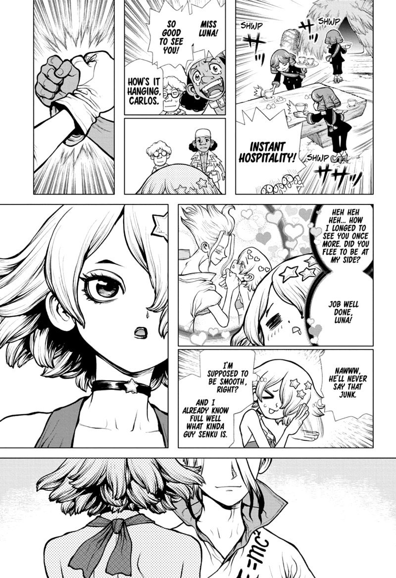 Dr. Stone Manga Chapter 168 page 10 - Corn City: Population One Million scene