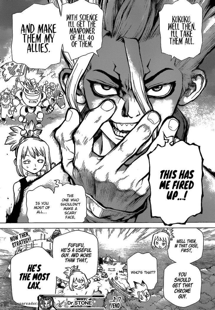 Dr. Stone Manga Chapter 17 page 19 - Nasty Looks scene