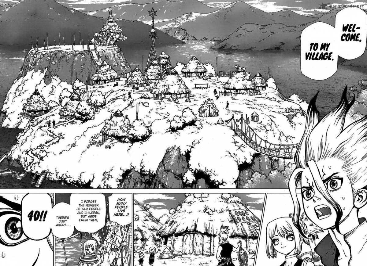 Dr. Stone Manga Chapter 17 page 9 - Nasty Looks scene
