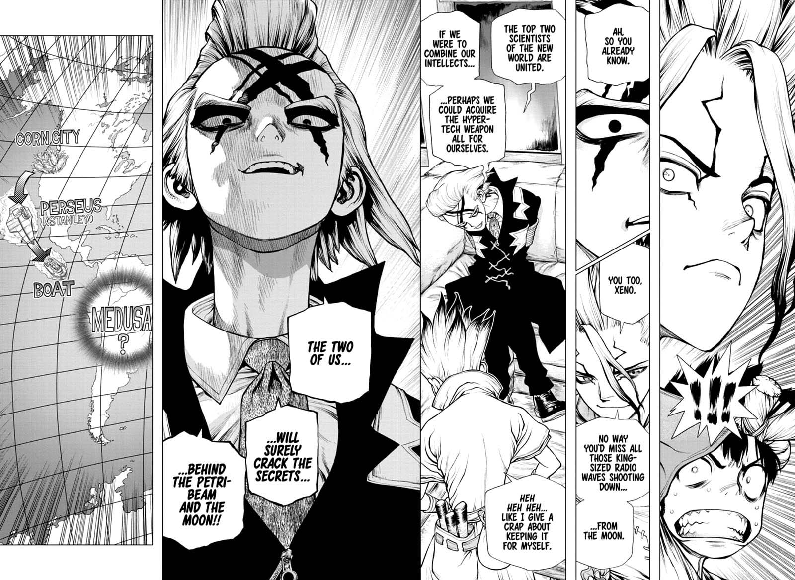 Dr. Stone Manga Chapter 170 page 14 - Staring Up at the Same Moon scene