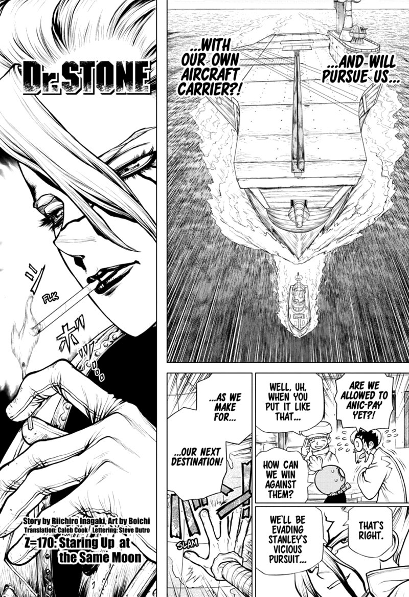 Dr. Stone Manga Chapter 170 page 2 - Staring Up at the Same Moon scene