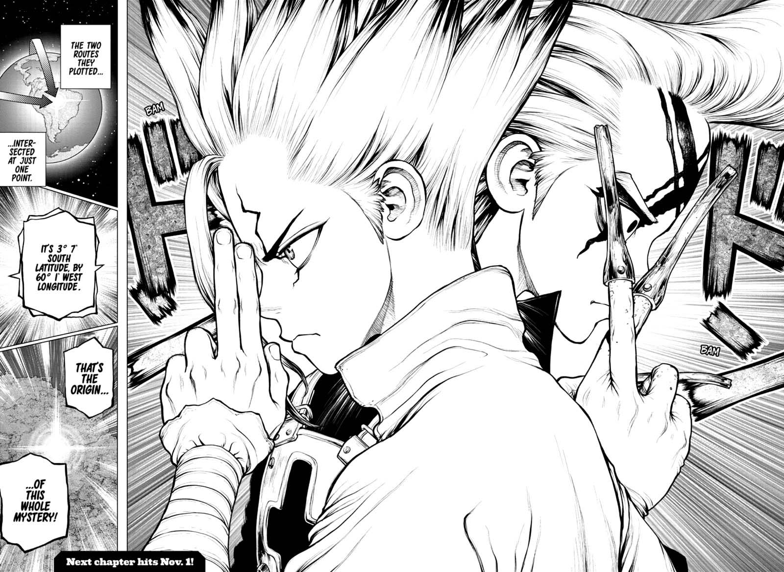 Dr. Stone Manga Chapter 171 page 18 - Staring at the Same Light scene