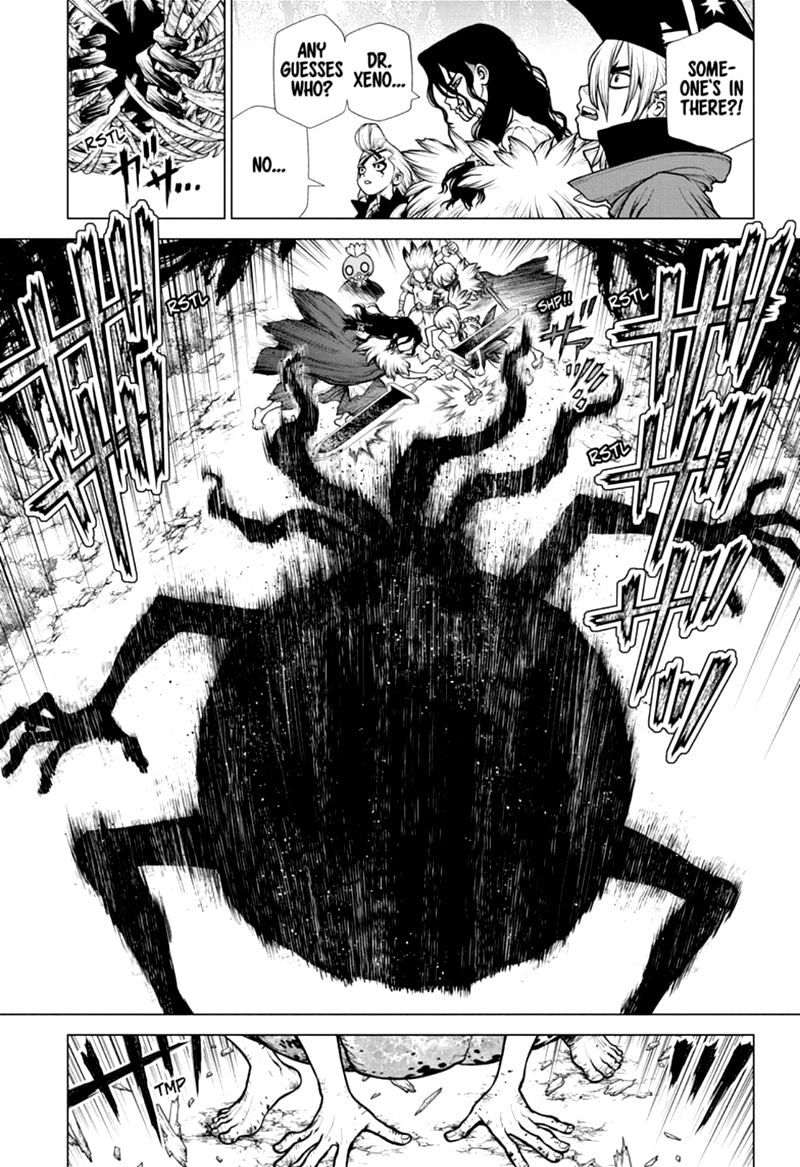 Dr. Stone Manga Chapter 172 page 11 - Marked with an X of Wisdom scene