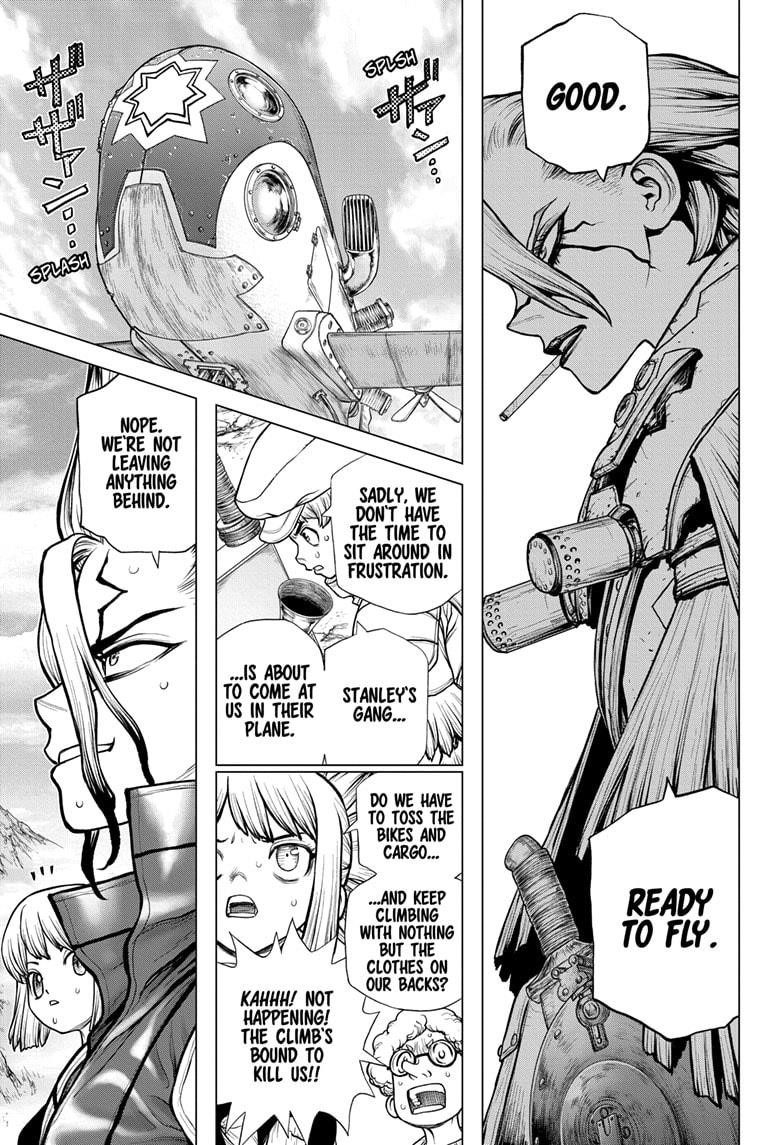 Dr. Stone Manga Chapter 178 page 18 - Science Scales Mountains scene