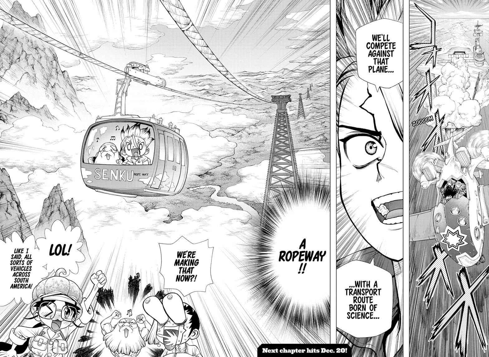 Dr. Stone Manga Chapter 178 page 19 - Science Scales Mountains scene