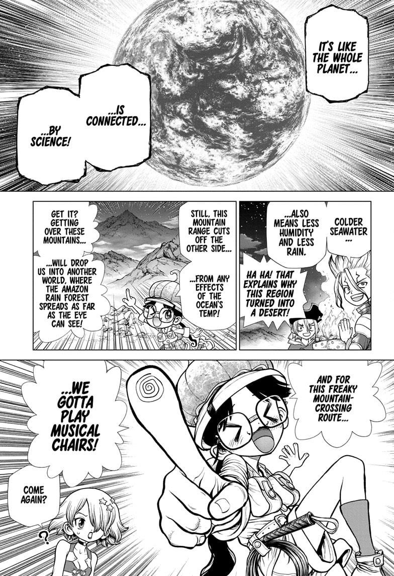 Dr. Stone Manga Chapter 178 page 8 - Science Scales Mountains scene