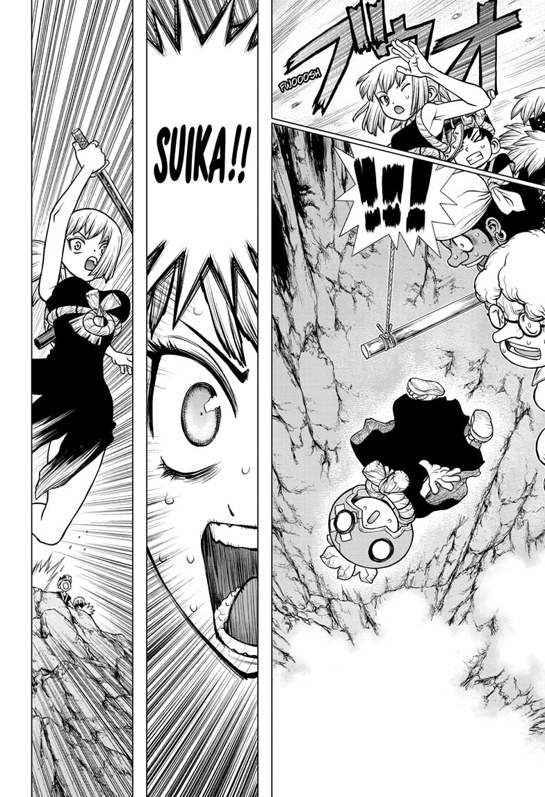 Dr. Stone Manga Chapter 179 page 11 - Bonds on the High-Wire scene