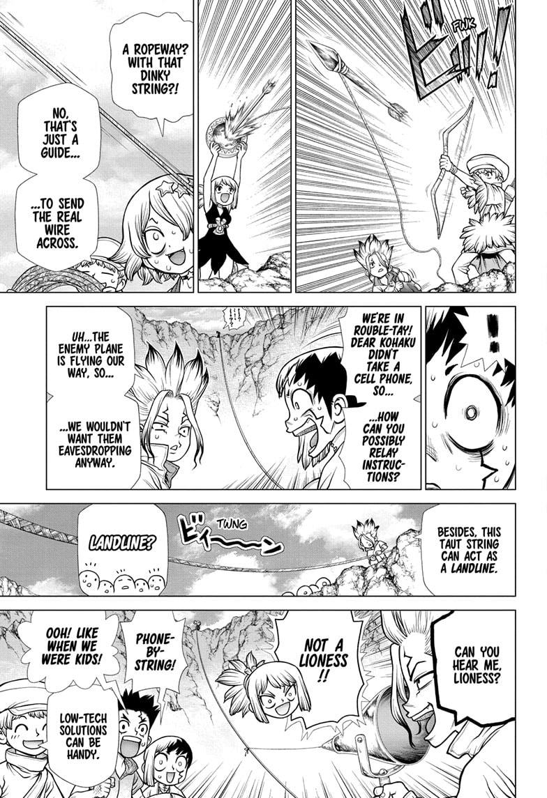 Dr. Stone Manga Chapter 179 page 3 - Bonds on the High-Wire scene